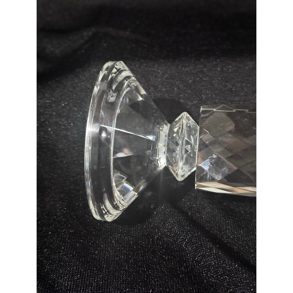 Lafayette Crystal candle holder 10 1/2" Beautiful Square Pattern Cut - Picture 15 of 16